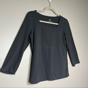 j.jill Women's Sz S Supersoft Square neck Tee Black Raglan Sleeve Stretch Top